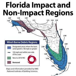 Map of Florida Impact and Non Impact Regions