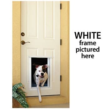 PlexiDor Electronic pet door in door with white frame 