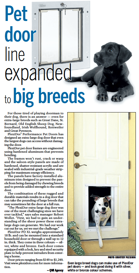 PlexiDor pet doors featured in the Calgary Sun