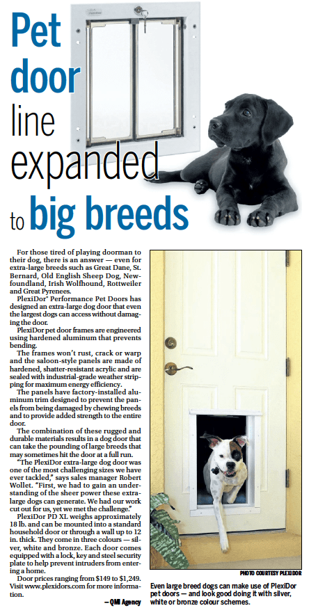 Featured in the Calgary Sun PlexiDor pet doors featured in the Calgary Sun