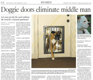 PlexiDor dog doors in the Edmonton Journal