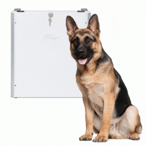 PlexiDor Dog Door with security plate and sliding track
